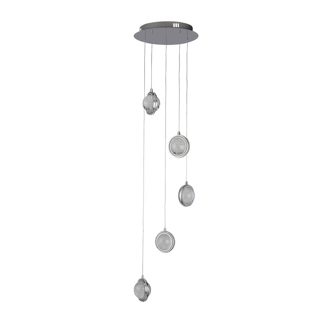 Searchlight Quartz 5Lt Ceiling Pendant - Chrome & Bubble Glass 28701-5CC