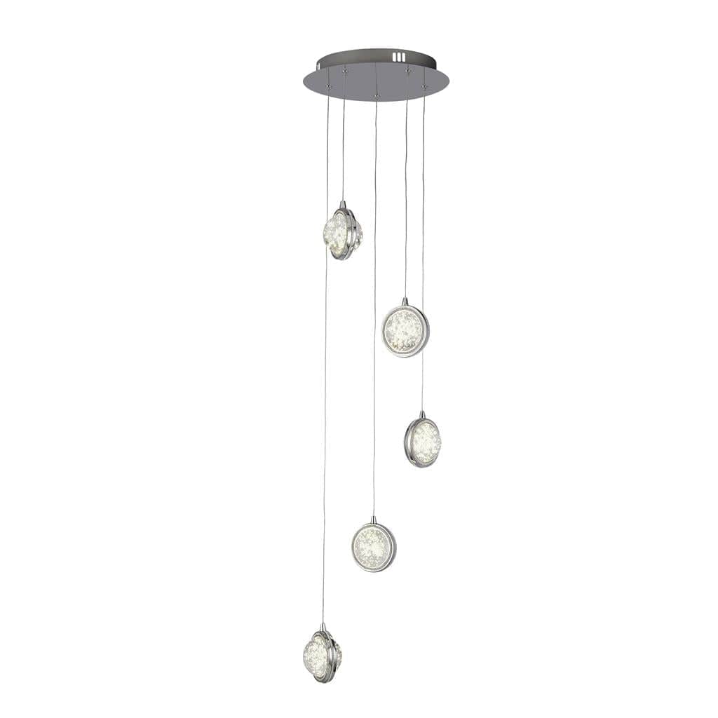 Searchlight Quartz 5Lt Ceiling Pendant - Chrome & Bubble Glass 28701-5CC