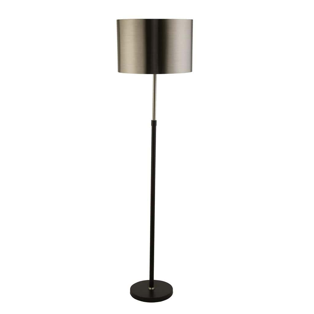 Searchlight Rachel Floor Lamp - Black Metal, Satin Silver & Chrome Shade 3879BK