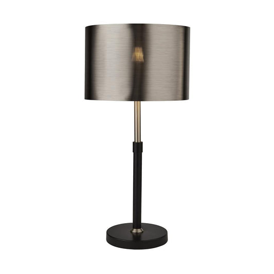 Searchlight Rachel Table Lamp- Black, Silver, Chrome Metal & Black Shade 3877BK