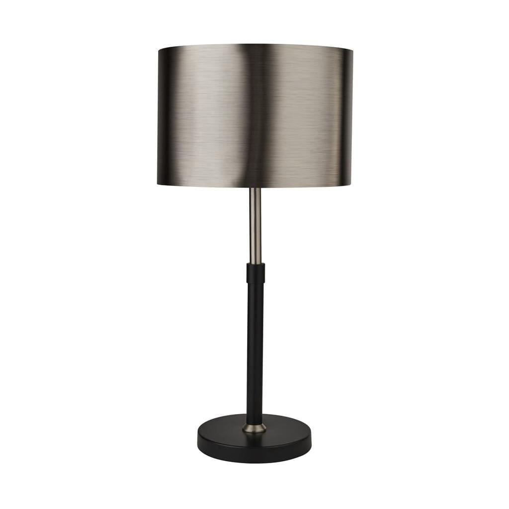 Searchlight Rachel Table Lamp- Black, Silver, Chrome Metal & Black Shade 3877BK