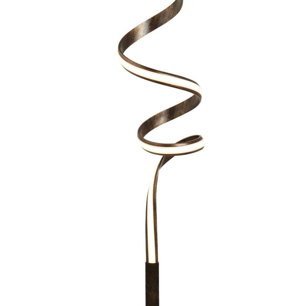 Searchlight Ribbon LED Twist Floor Lamp - Rustic Black/Gold Metal & Opal 2813RU