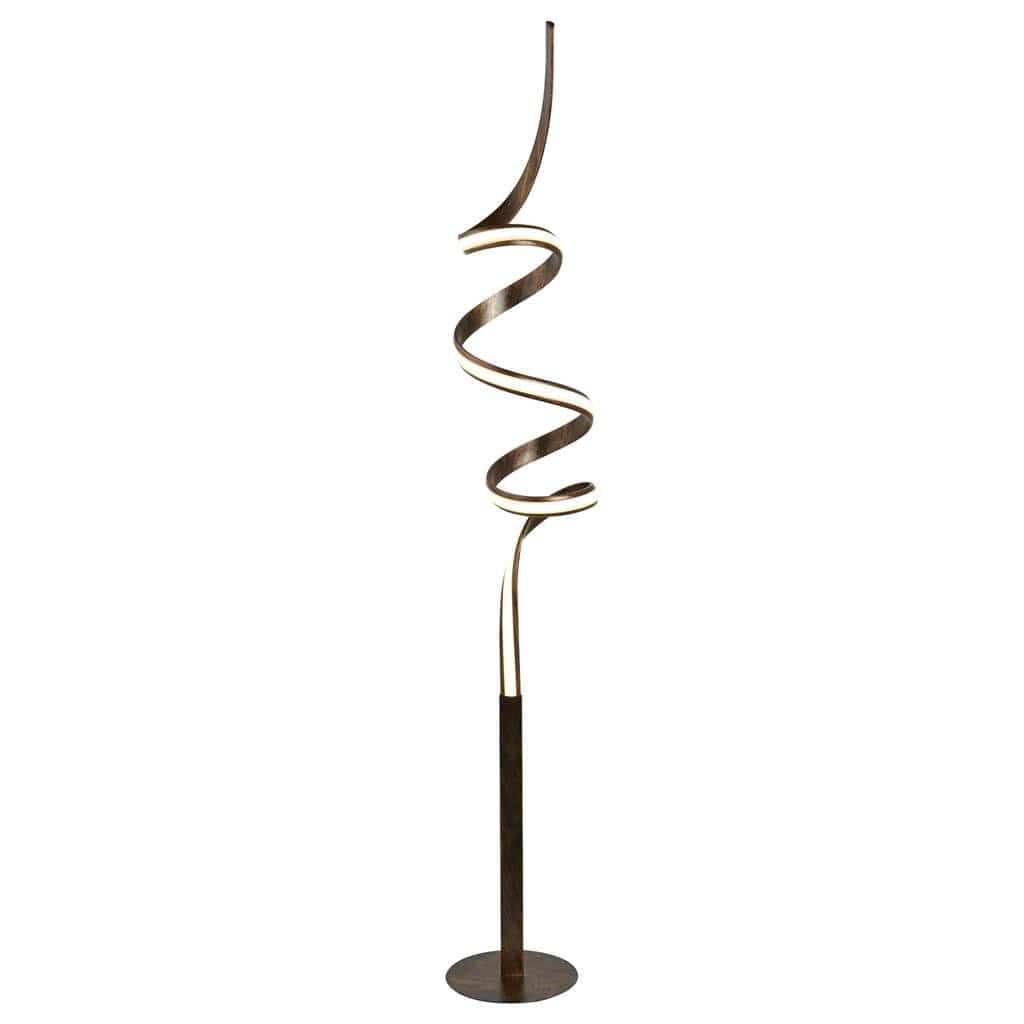 Searchlight Ribbon LED Twist Floor Lamp - Rustic Black/Gold Metal & Opal 2813RU