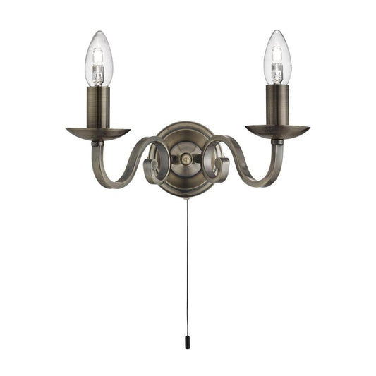 Searchlight Richmond 2Lt Wall Light - Antique Brass Metal 1502-2AB