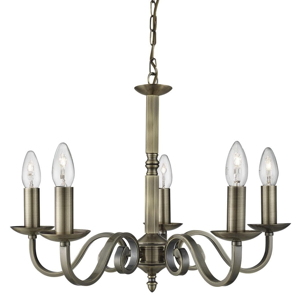 Searchlight Richmond 5Lt Pendant - Antique Brass Metal 1505-5AB