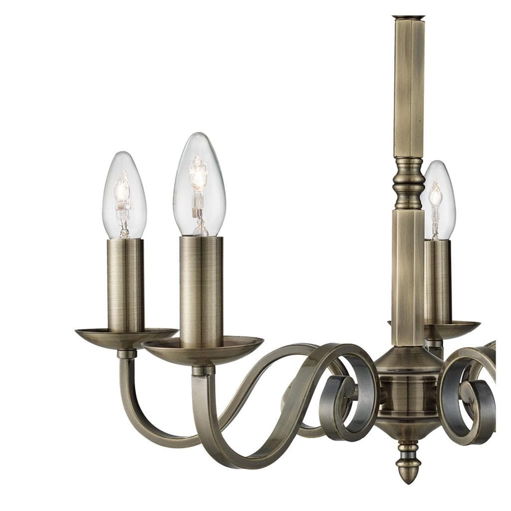 Searchlight Richmond 5Lt Pendant - Antique Brass Metal 1505-5AB