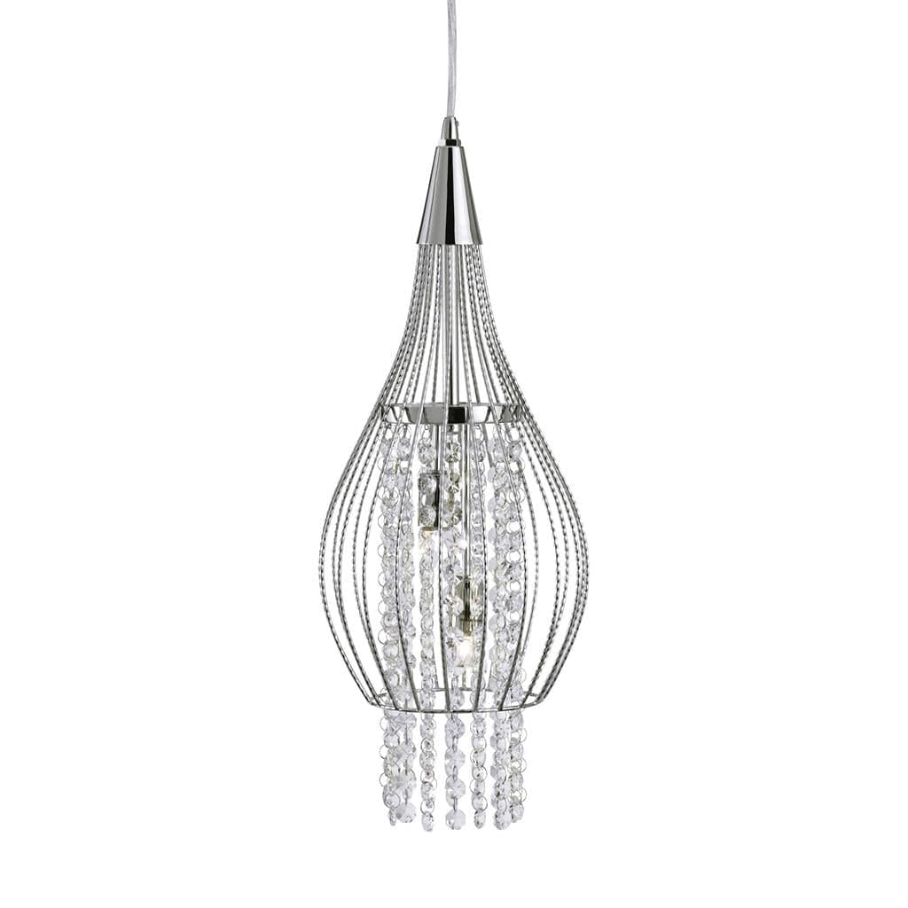 Searchlight Rocket 2Lt Pendant - Chrome Metal & Crystal 3242-2CC