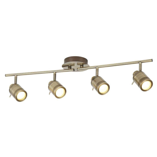 Searchlight Samson 4Lt Split Bar Spotlight - Antique Brass Metal 6604AB