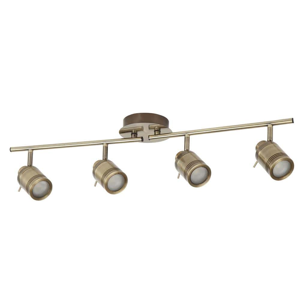 Searchlight Samson 4Lt Split Bar Spotlight - Antique Brass Metal 6604AB