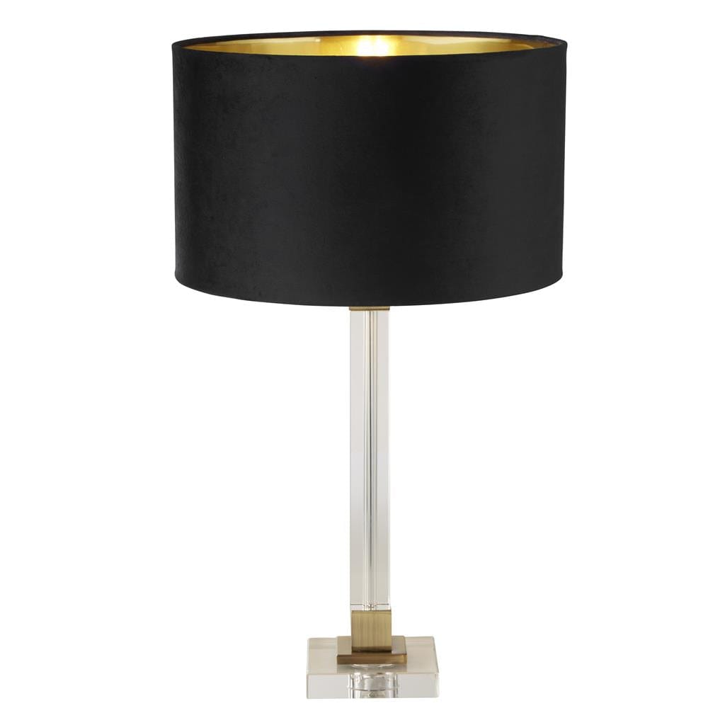 Searchlight Scarborough Table Lamp - Crystal, Brass Metal & Black Velvet 67521BK