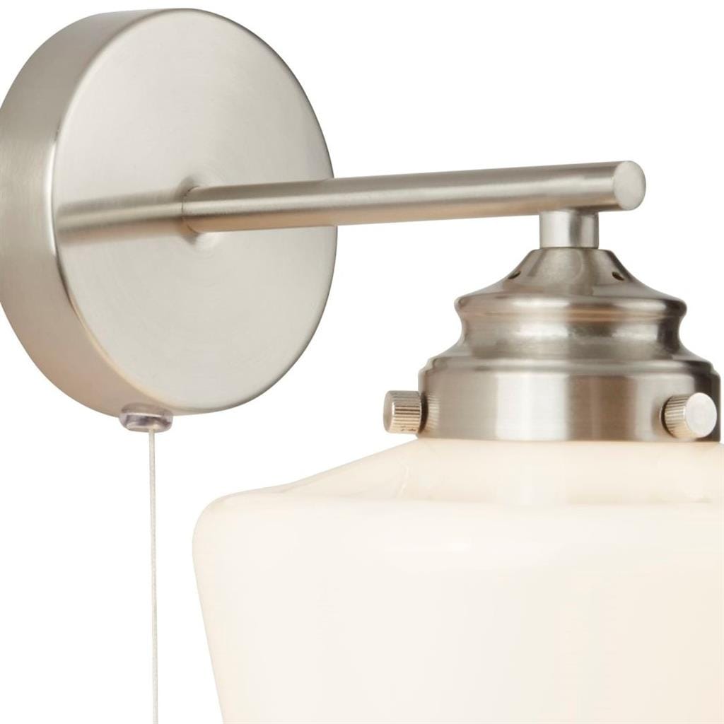 Searchlight School House  Wall Light  - Satin Silver Metal & Opal Glass 8708-1SS