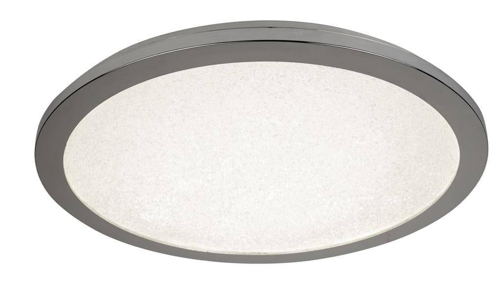 Searchlight Scilly LED Flush  -  Chrome & Crystal Sand, IP44 8100-40CC