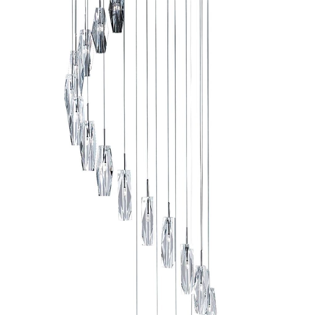 Searchlight Sculptured Ice 20Lt Multi-Drop Pendant-Chrome, Clear Crystal 888-20