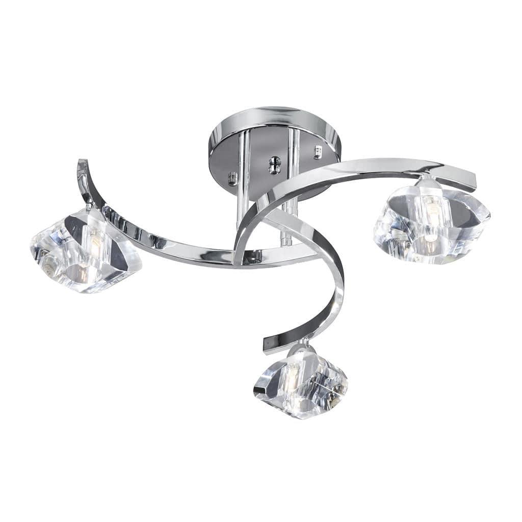 Searchlight Sculptured Ice II 3Lt Flush - Chrome & Glass 8083-3CC