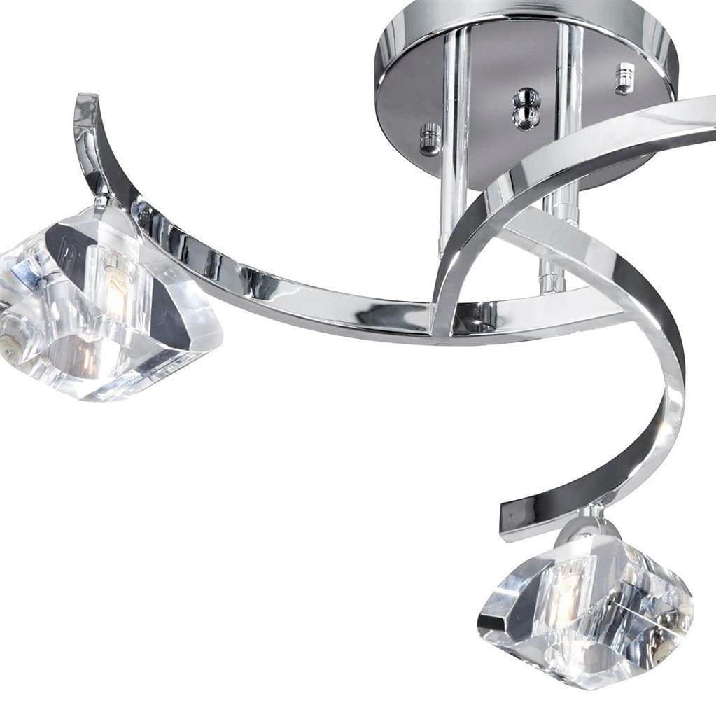 Searchlight Sculptured Ice II 3Lt Flush - Chrome & Glass 8083-3CC