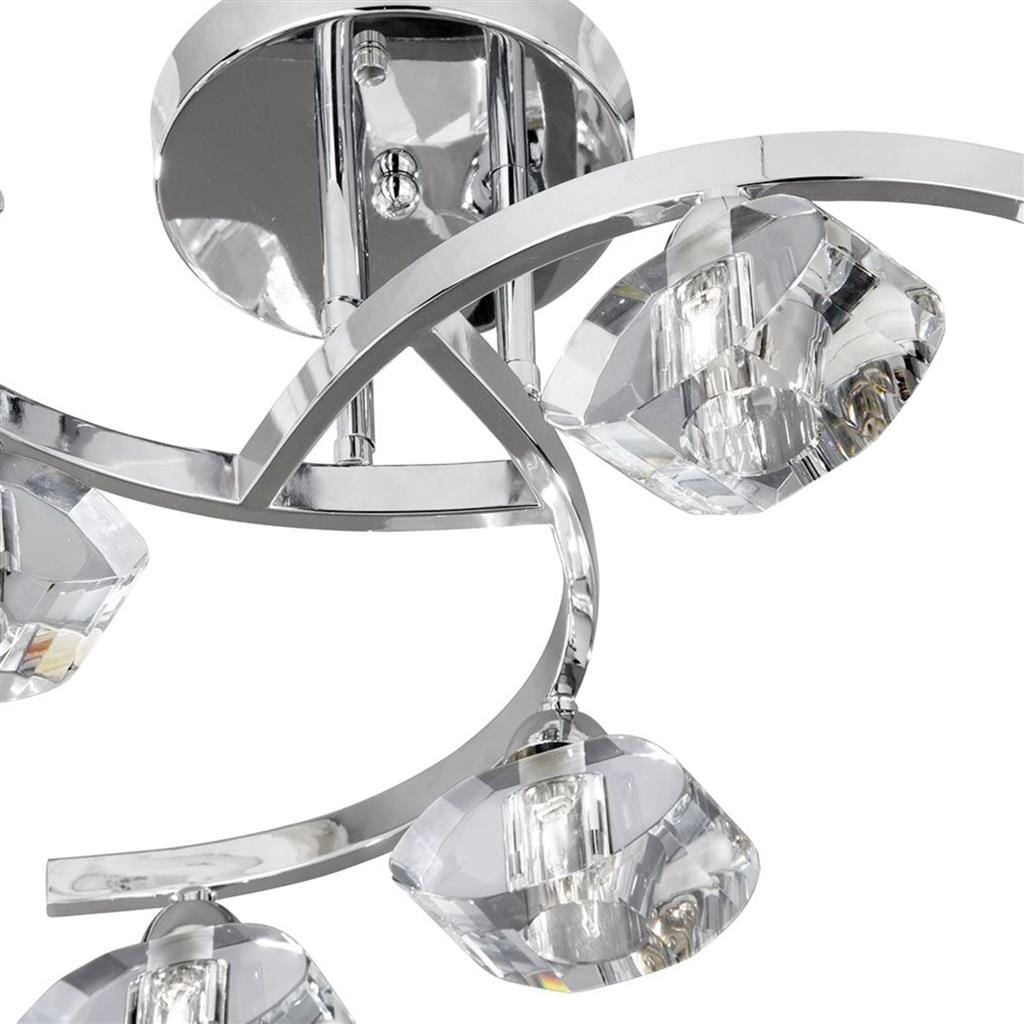 Searchlight Sculptured Ice II 6Lt Flush - Chrome & Glass 8086-6CC