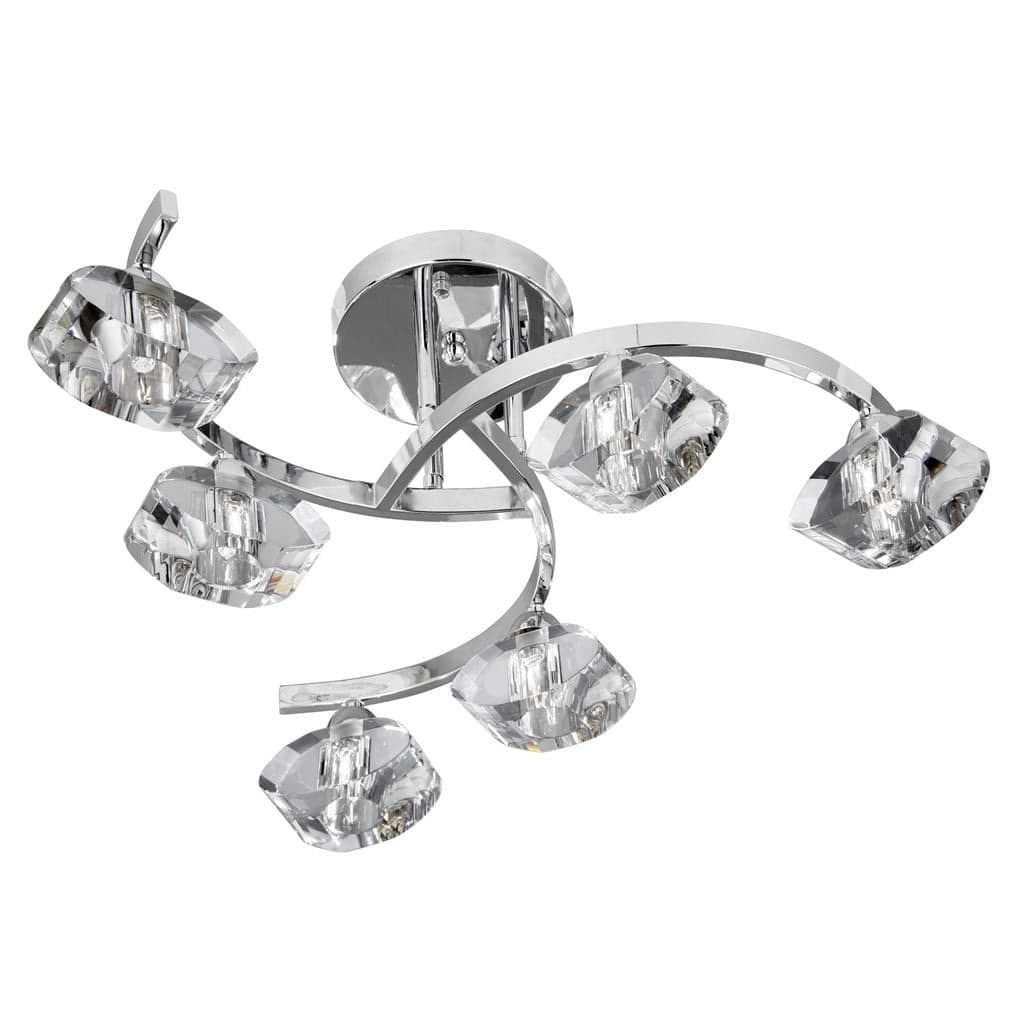 Searchlight Sculptured Ice II 6Lt Flush - Chrome & Glass 8086-6CC