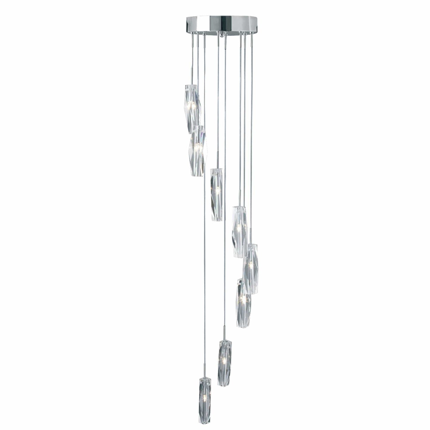 Searchlight Sculptured Ice Multi-Drop Pendant - Chrome & Glass 888-8