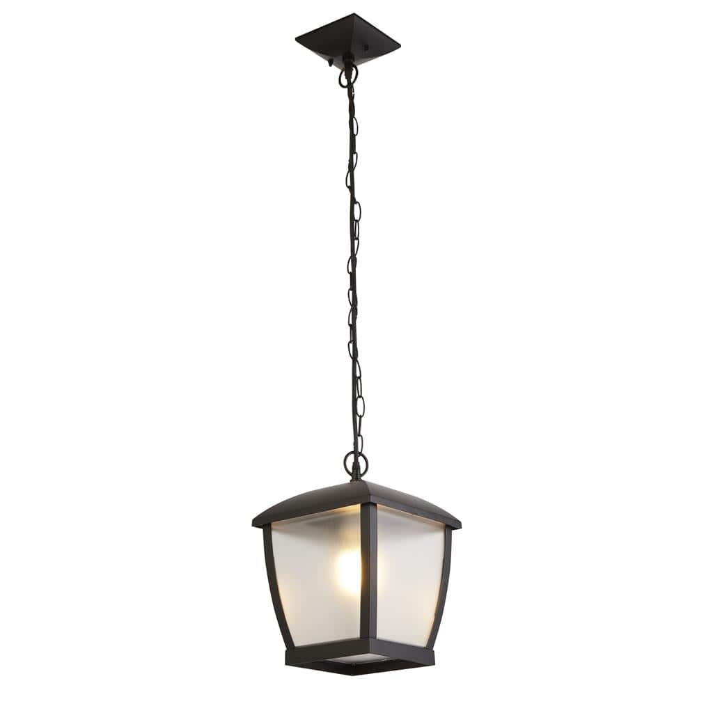 Searchlight Seattle Pendant - Black Metal & Clear Frosted Polycarbonate 6592BK