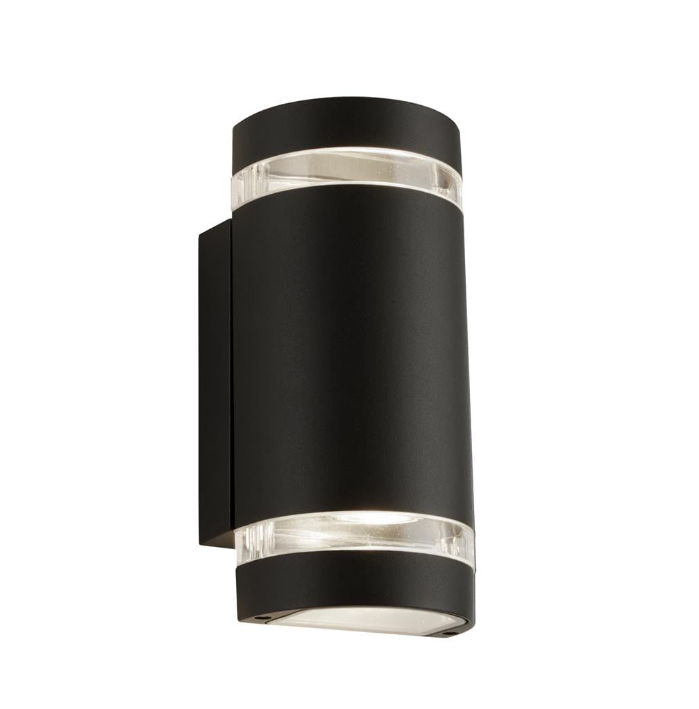 Searchlight Sheffield Outdoor 2Lt Wall Light - Black, Glass & Polycarb 2002-2BK-LED