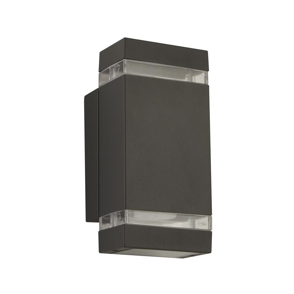 Searchlight Sheffield Outdoor Wall Light - Grey Metal, Glass & Polycarb 1002-2GY-LED