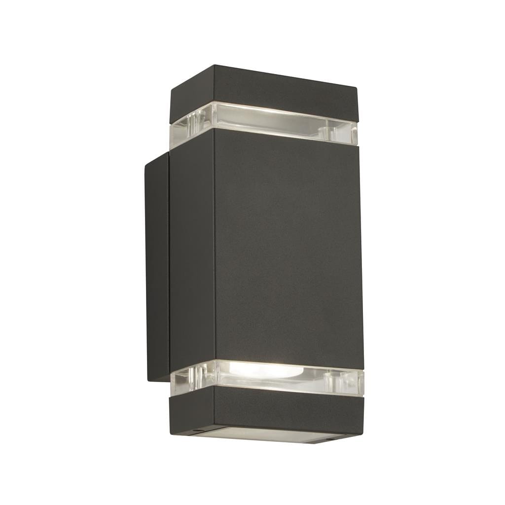 Searchlight Sheffield Outdoor Wall Light - Grey Metal, Glass & Polycarb 1002-2GY-LED