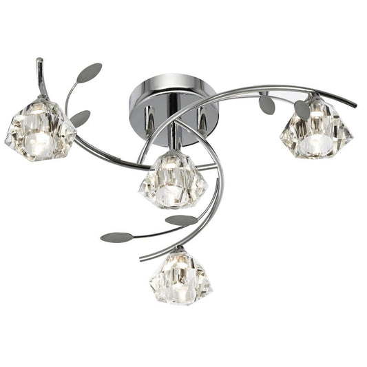 Searchlight Sierra 4Lt Semi-Flush - Chrome & Clear Glass 2634-4CC