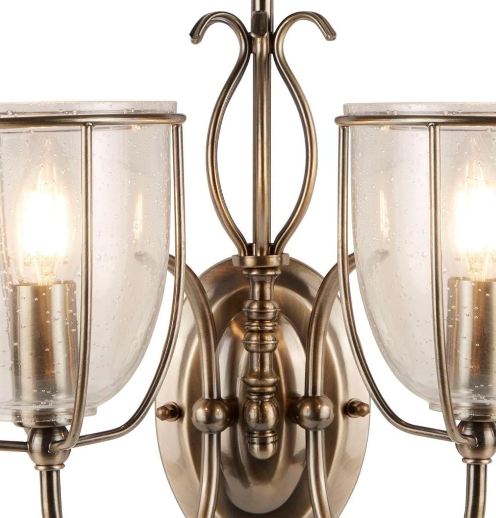 Searchlight Silhouette 2Lt Wall Light - Antique Brass & Seeded Glass 6352-2AB