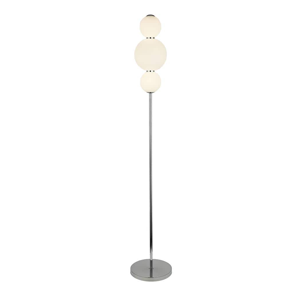 Searchlight Snowball  3Lt Floor Lamp  - Chrome Metal & Opal Glass 51021-3CC