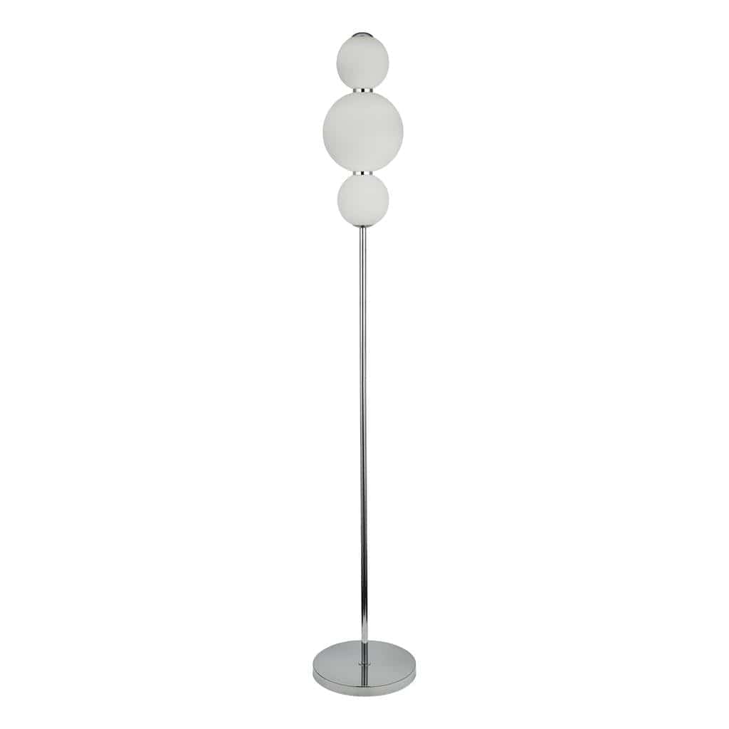 Searchlight Snowball  3Lt Floor Lamp  - Chrome Metal & Opal Glass 51021-3CC