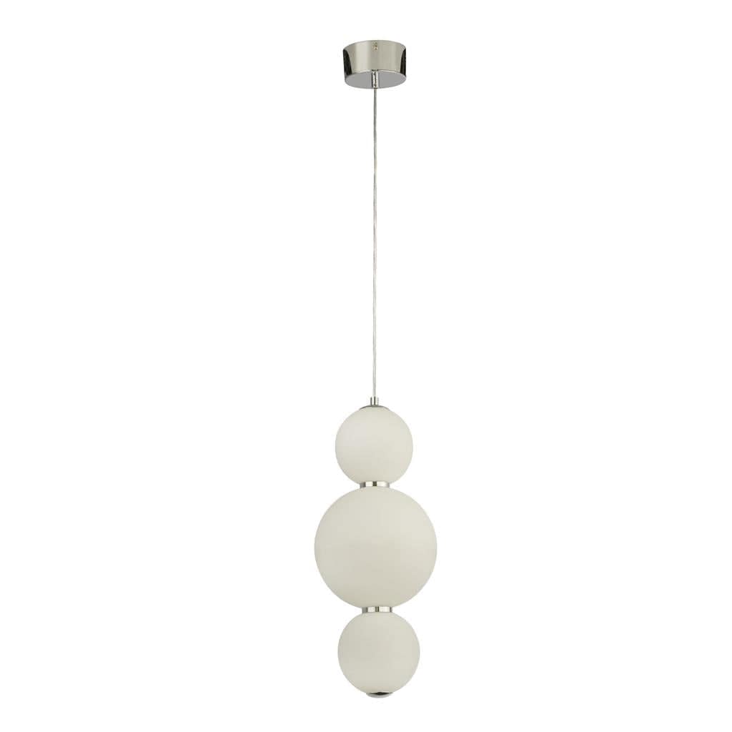 Searchlight Snowball  3Lt Pendant - Chrome Metal & Opal Glass 51022-3CC