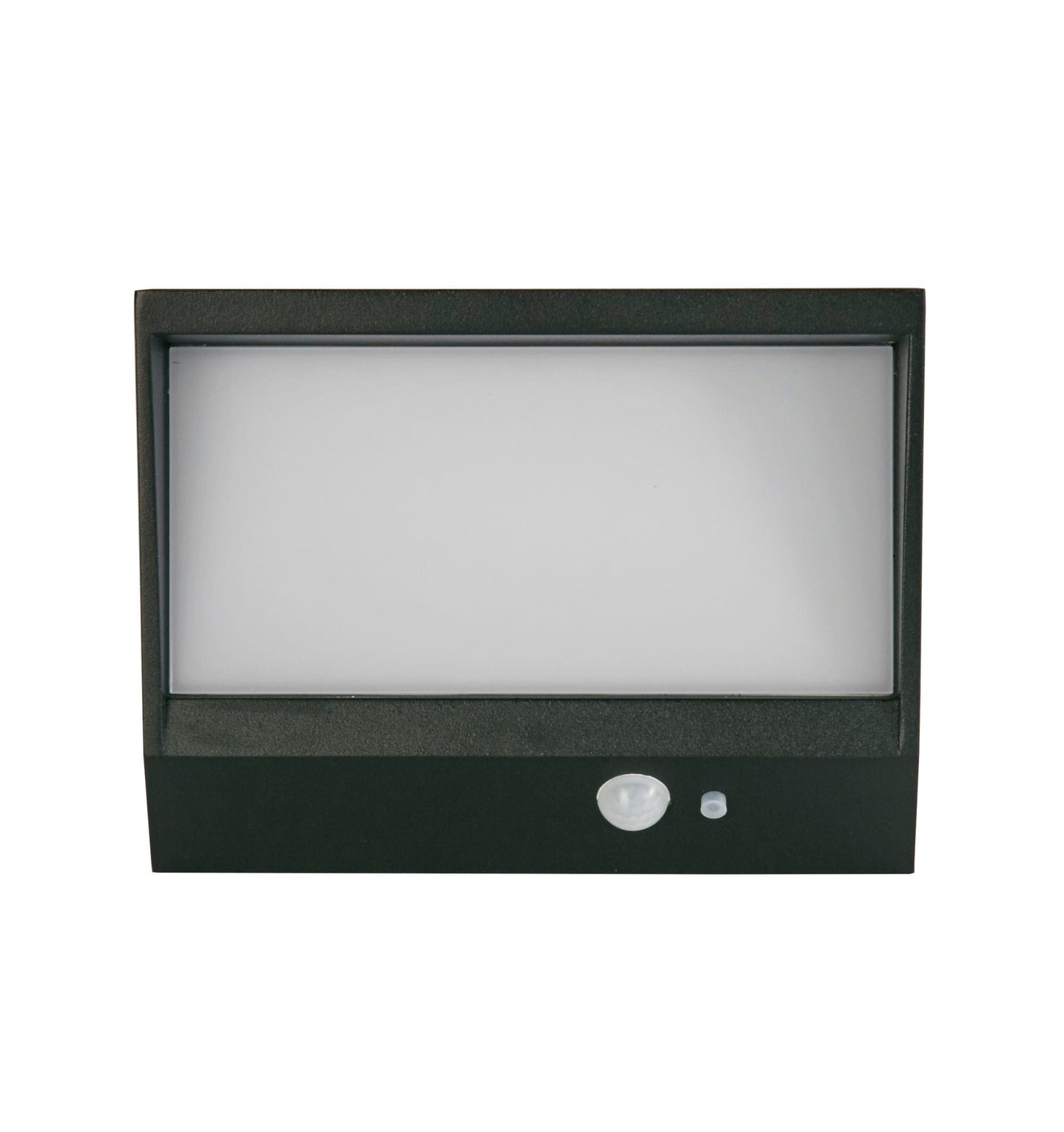 Searchlight Solar Outdoor Wall Light - Black Metal & White Polycarbonate 67418BK