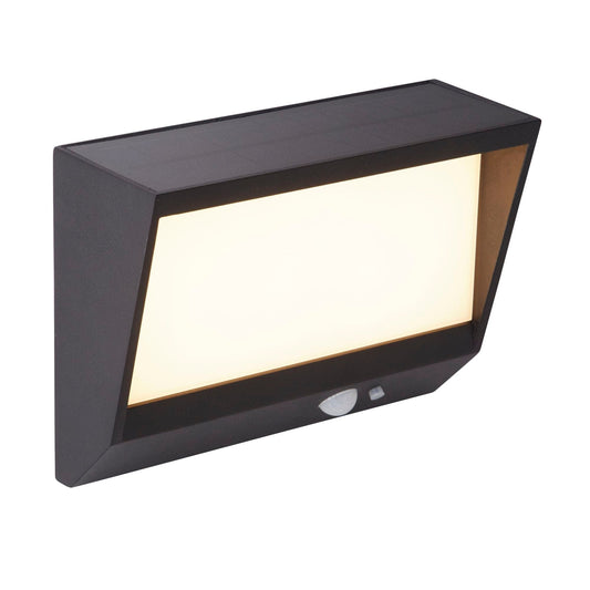 Searchlight Solar Outdoor Wall Light - Black Metal & White Polycarbonate 67418BK