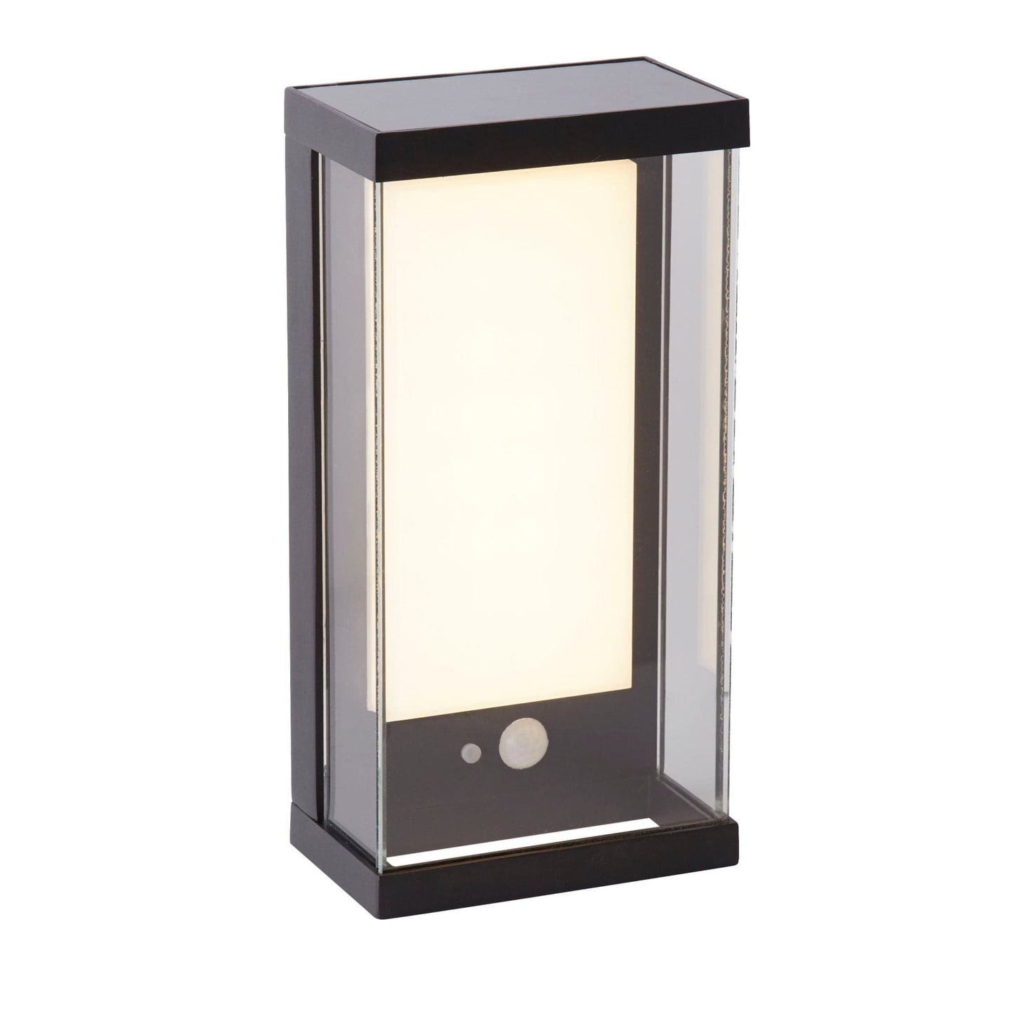 Searchlight Solar Outdoor Wall Light - Black Metal & White Polycarbonate 67419BK