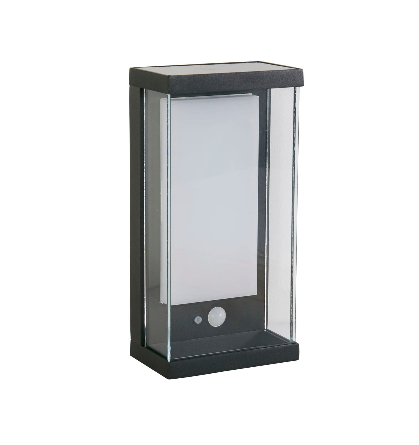 Searchlight Solar Outdoor Wall Light - Black Metal & White Polycarbonate 67419BK