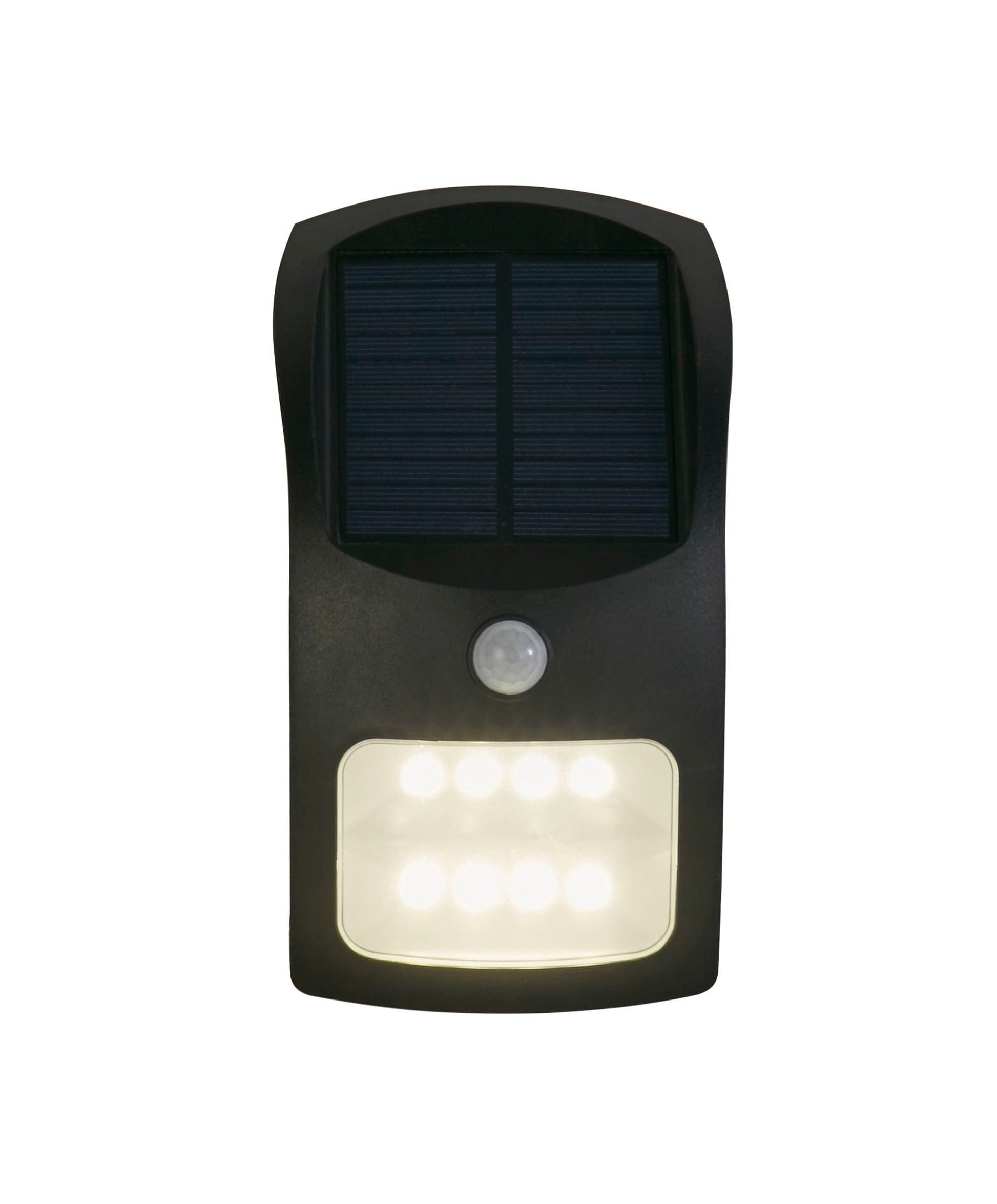 Searchlight Solar Outdoor Wall Light - Black Metal & White Polycarbonate 67420BK-PIR