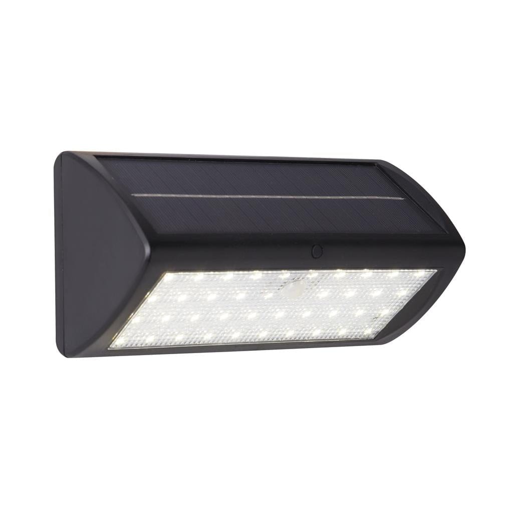 Searchlight Solar Outdoor Wall Light - Black Metal & White Polycarbonate 67422BK-PIR