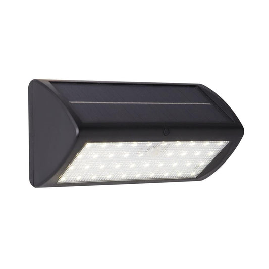 Searchlight Solar Outdoor Wall Light - Black Metal & White Polycarbonate 67422BK-PIR