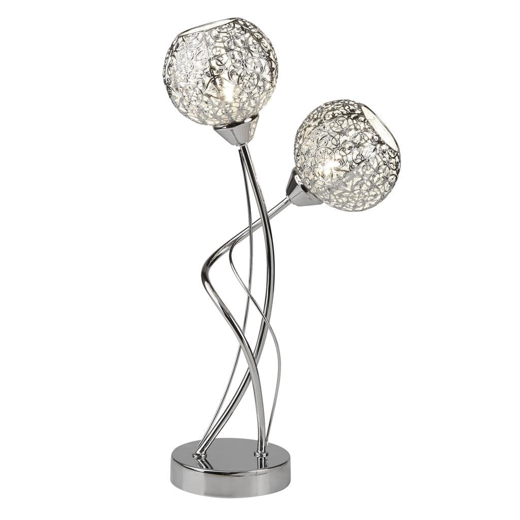 Searchlight Souk 2Lt Table Lamp - Chrome & Laser Cut Shades 6532-2CC