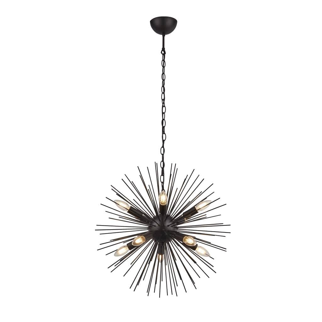 Searchlight Sputnik 10Lt Semi-Flush Ceiling Light - Black Metal 6310-10BK