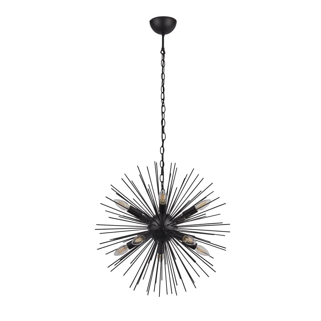 Searchlight Sputnik 10Lt Semi-Flush Ceiling Light - Black Metal 6310-10BK