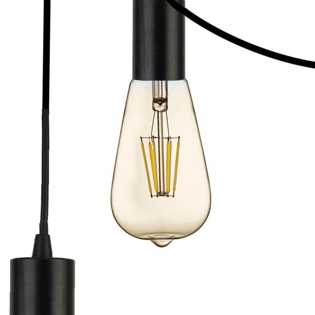 Searchlight Squiggle 9Lt Pendant - Black Metal & Cables 9669-9BK