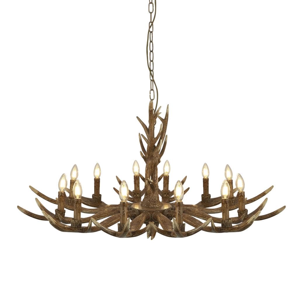 Searchlight Stag 12Lt Pendant - Brown Resin 6416-12BR