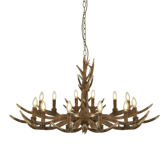 Searchlight Stag 12Lt Pendant - Brown Resin 6416-12BR