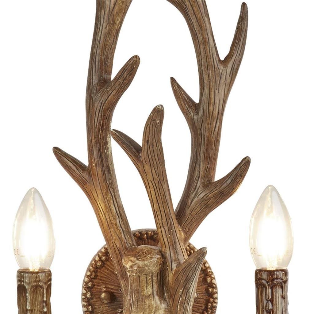 Searchlight Stag 2Lt Wall Light - Brown Resin 6412-2BR