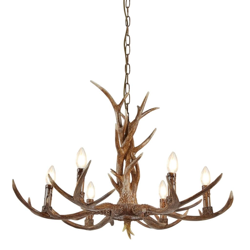 Searchlight Stag 6Lt Pendant - Brown Resin 6416-6BR