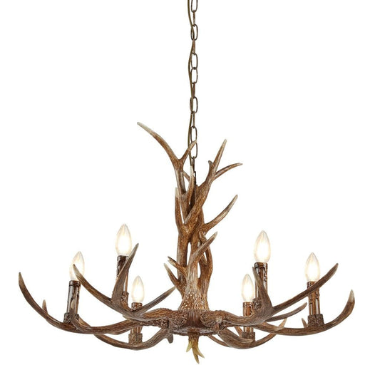 Searchlight Stag 6Lt Pendant - Brown Resin 6416-6BR