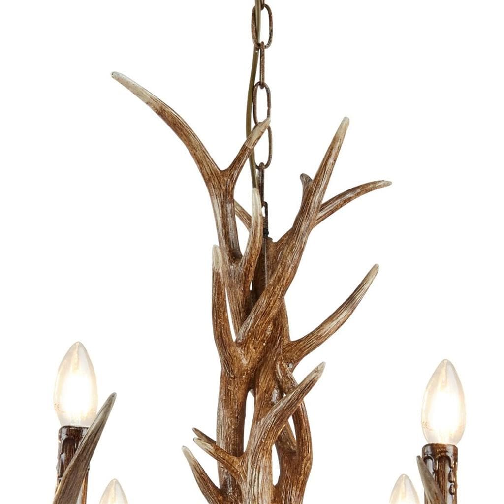Searchlight Stag 6Lt Pendant - Brown Resin 6416-6BR