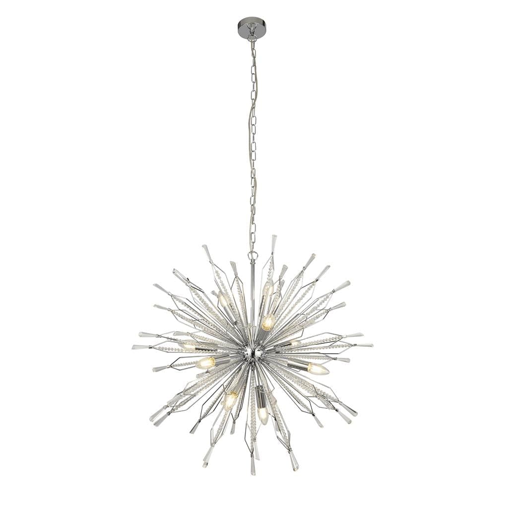 Searchlight Starburst 10Lt Ceiling Pendant - Chrome & Glass 8610-10CC