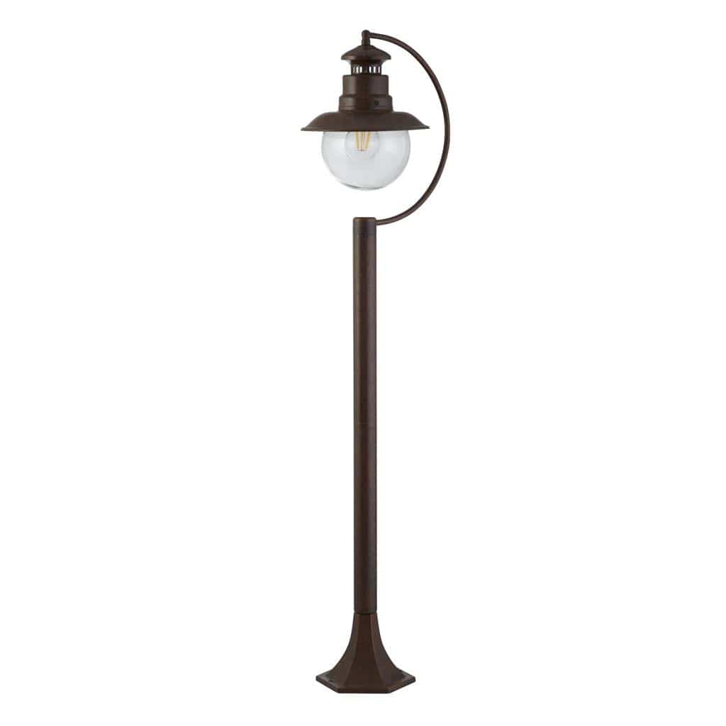 Searchlight Station Outdoor Post - Brown Metal & Clear Glass 7655RU